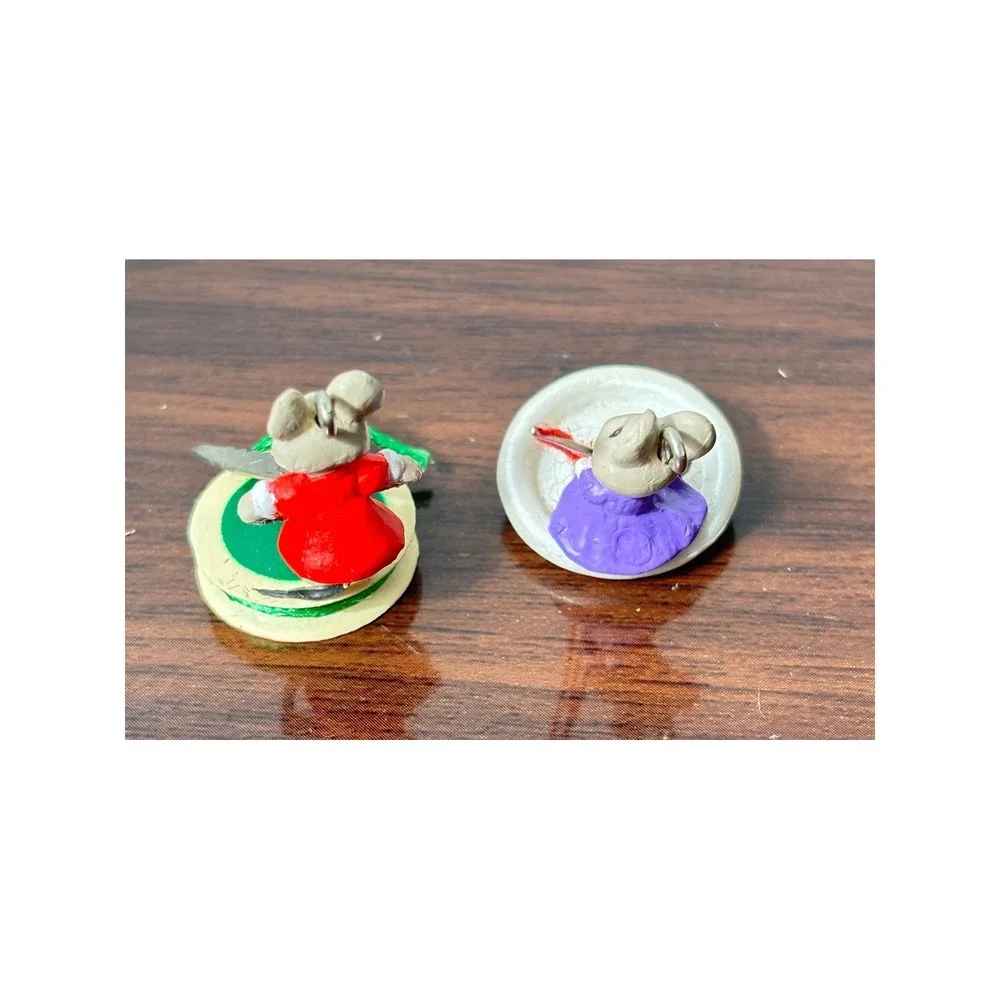 Vintage 1992 Hallmark Miniature Mouse Ornaments‎ Sewing Spool Button Set of 2